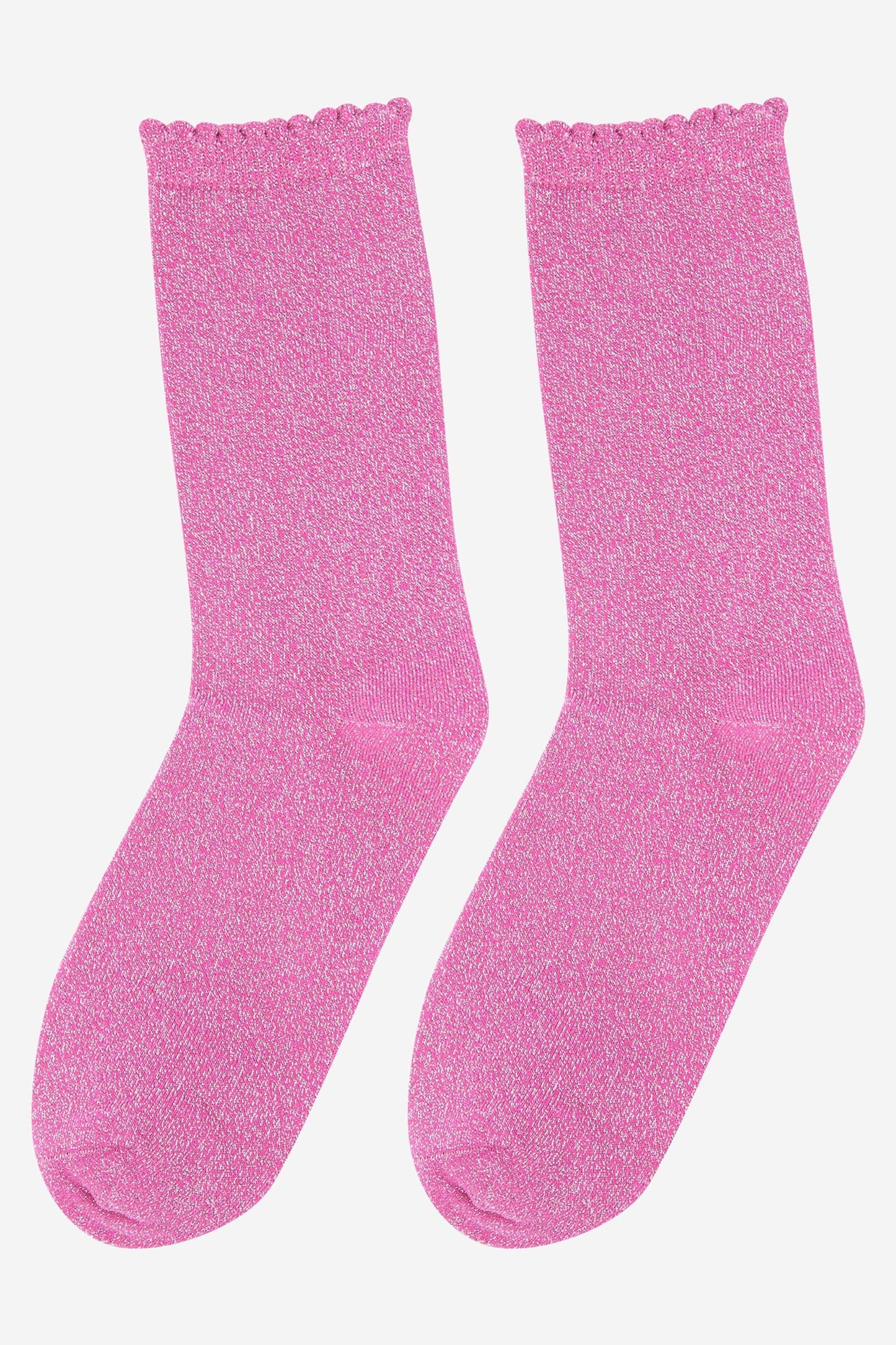 Womens Cotton Blend All Over Glitter Ankle Socks in Hot Pink - Allison's Boutique