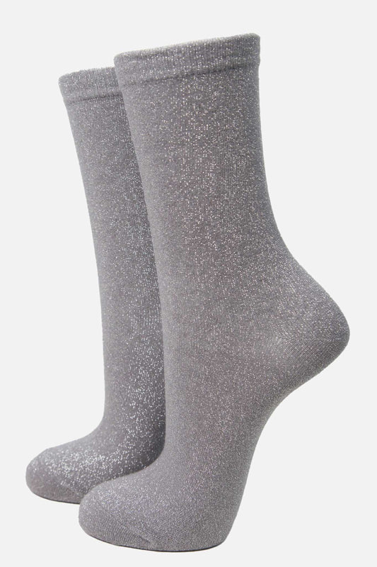 Women's Glitter Socks in Dark Grey
