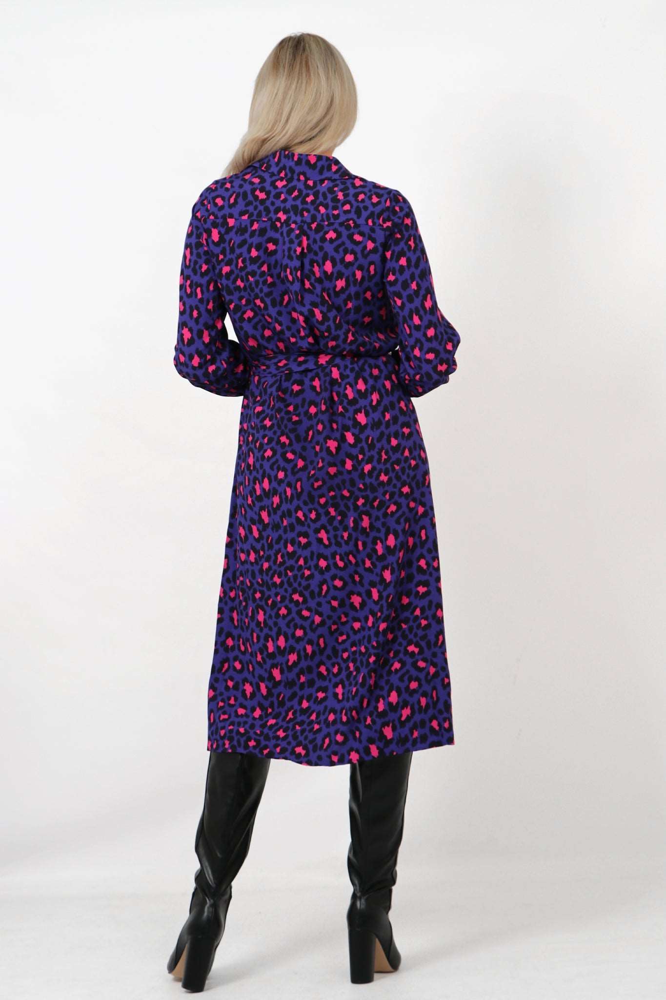 Leopard Print Button Down Shirt Dress with Pockets - Allison's Boutique