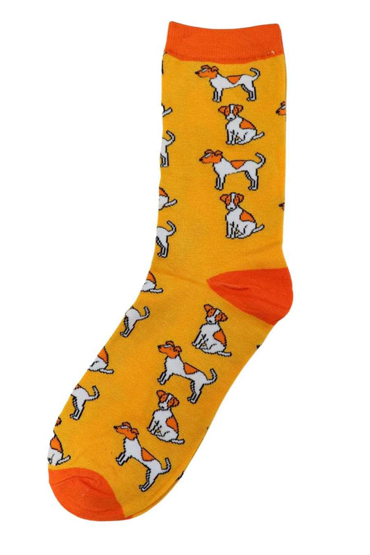 Mustard & Orange Jack Russell Men's Socks