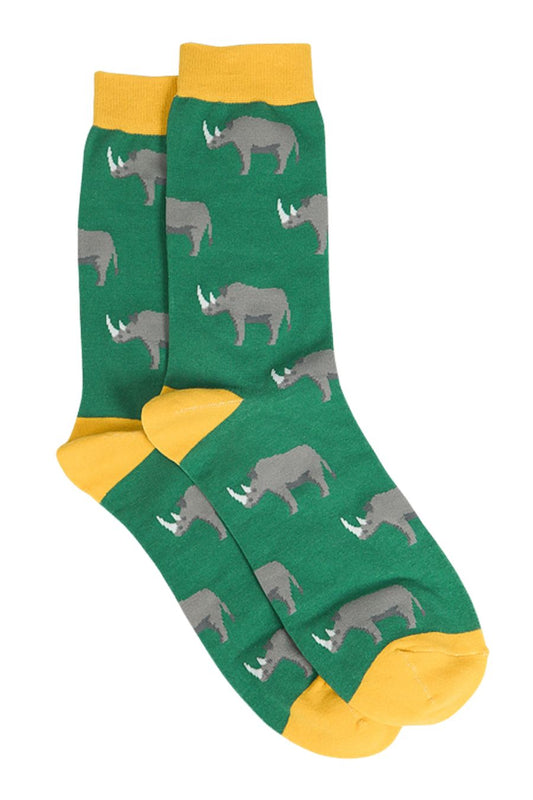 Green & Yellow Rhinoceros Men's Socks - Allison's Boutique