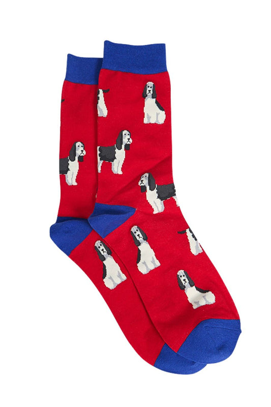 Red & Navy Spaniel Men's Socks - Allison's Boutique