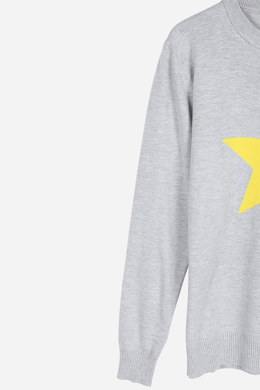 Light Grey Neon Yellow Contrasting Star Cotton Jumper - Allison's Boutique