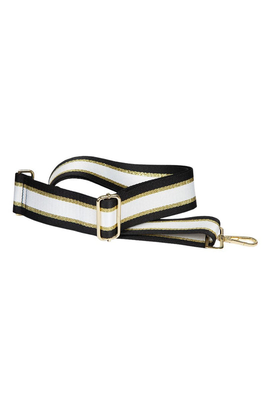 Black and White Striped Bag Strap with a touch of Glitter - Allison's Boutique