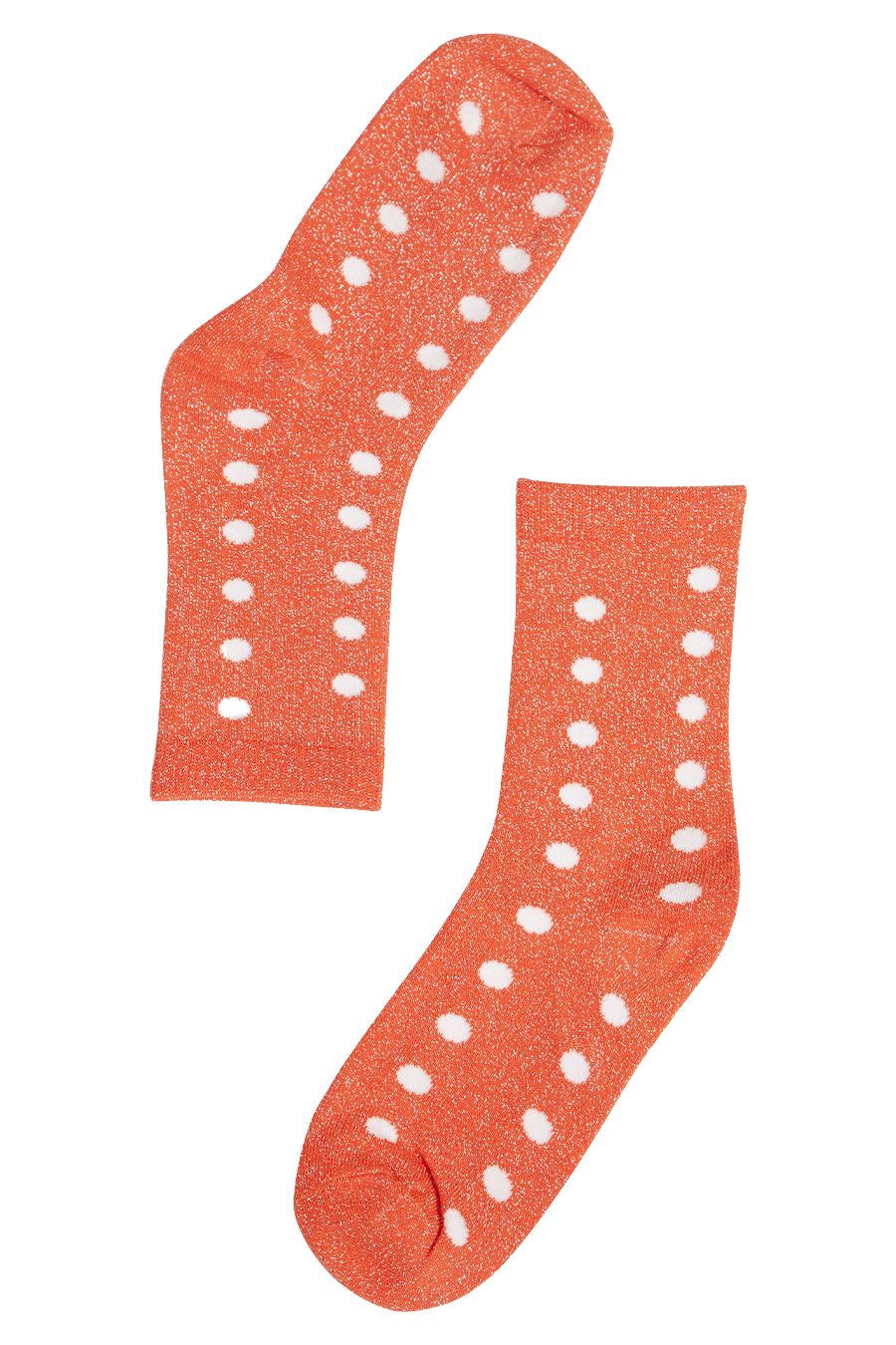 Womens Glitter Socks Polka Dot Sparkly Ankle Socks Shimmer Orange - Allison's Boutique