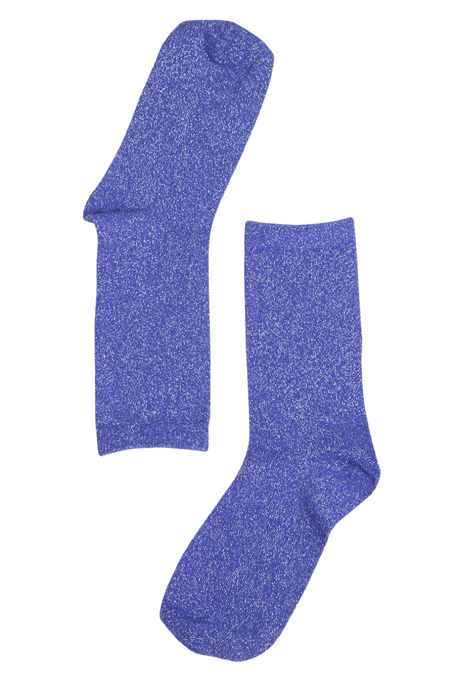 Womens Glitter Socks Blue Sparkly Ankle Socks Silver Shimmer - Allison's Boutique