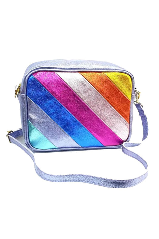 Genuine Italian Leather Camera Bag in Rainbow with Single Zip - Allison's Boutique