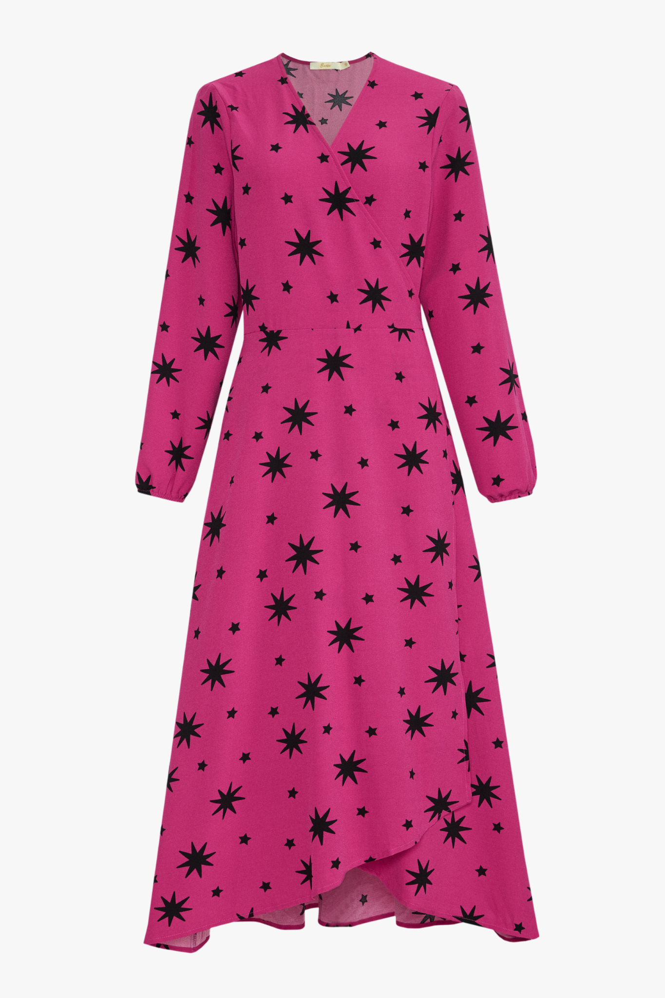Fuchsia Starburst Print Wrap Dress
