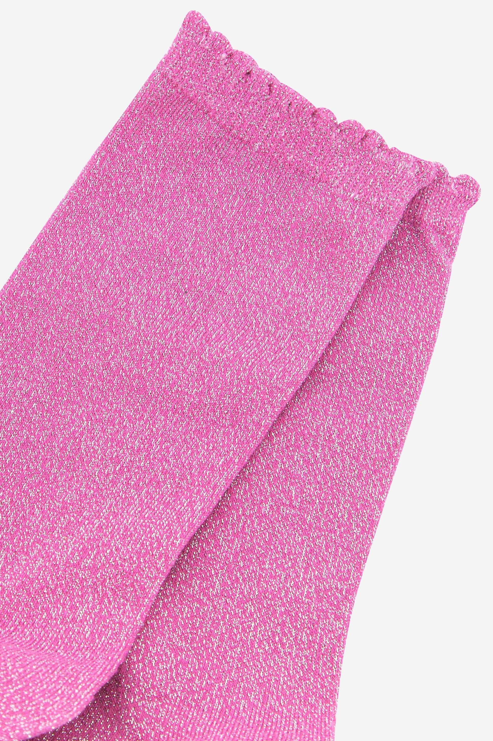 Womens Cotton Blend All Over Glitter Ankle Socks in Hot Pink - Allison's Boutique