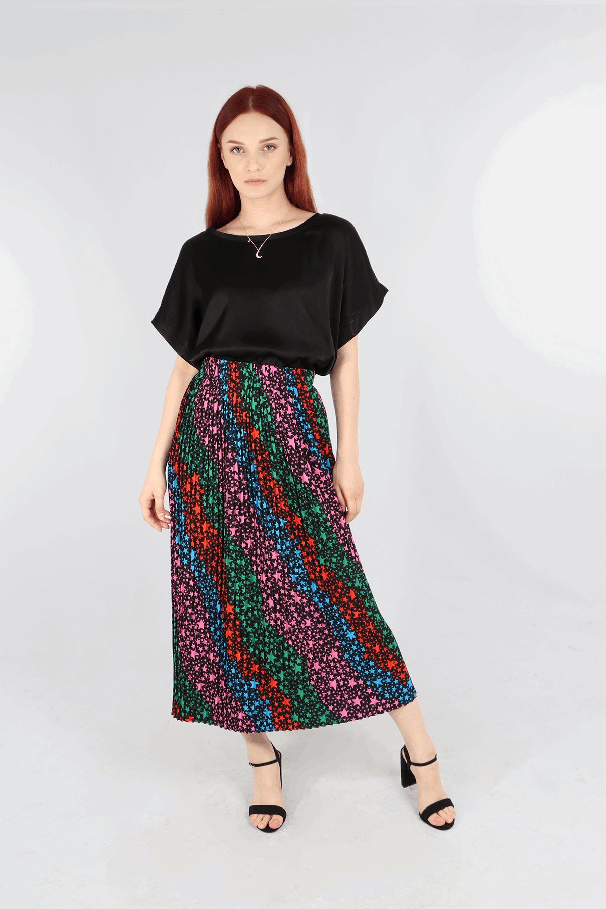 Bright Star Pleated Midi Skirt