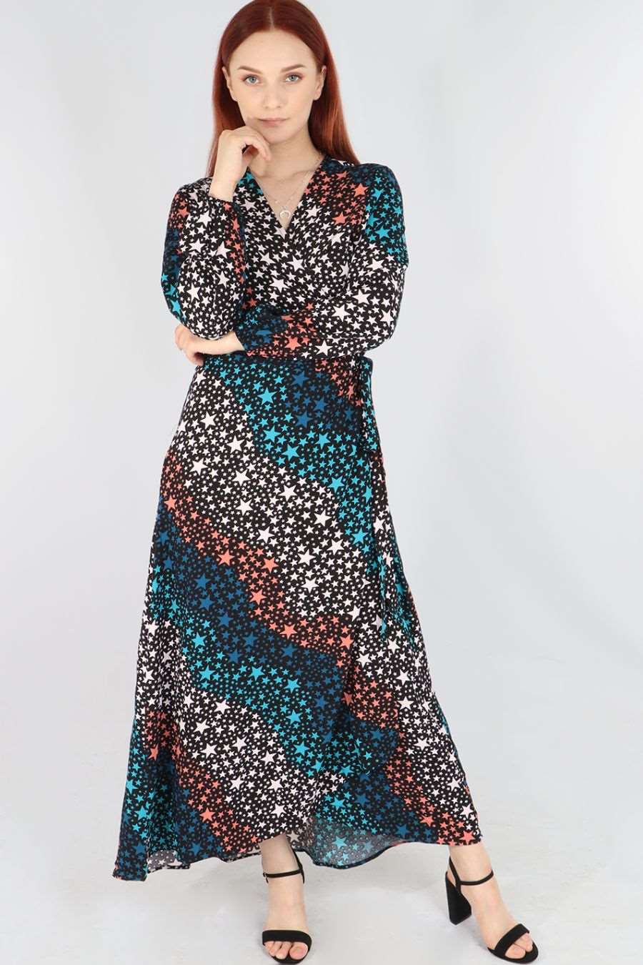 Star Print Wrap Dress