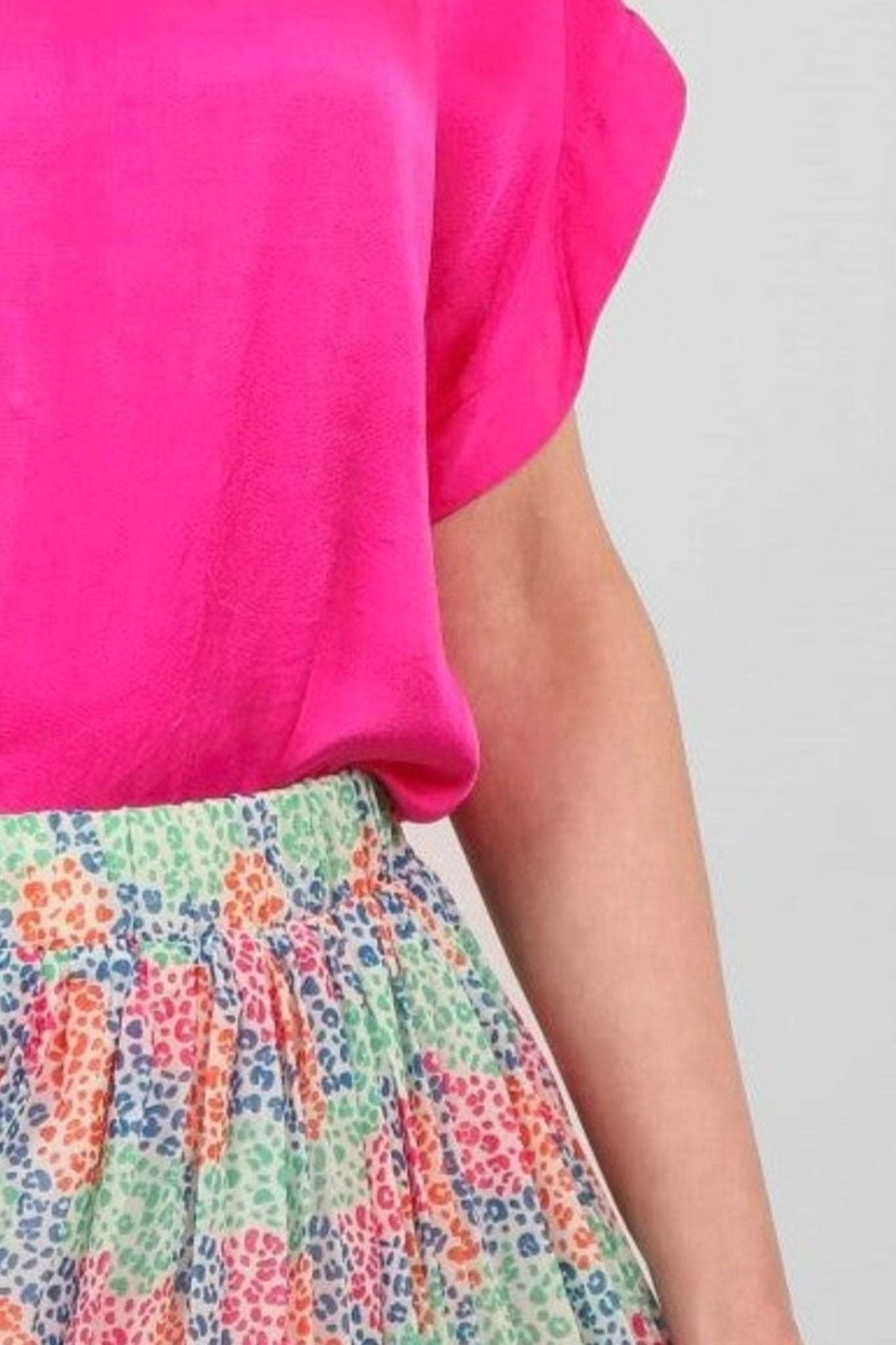 White Multi Colour Cluster Animal Print Pleated Skirt