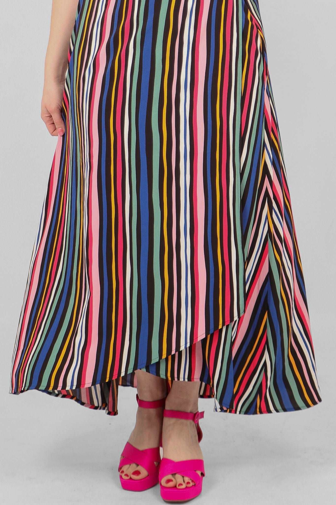 Bayadere Stripe Wrap Dress with Pockets - Allison's Boutique